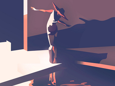 pool ambient characters illustration illustrator light minimalist retro shading vector