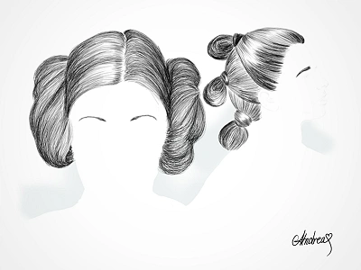 Women Warriors Hairstyle Illustration famous famous hairstyle hairstyle jedi leia portrait profile star warriors wars woman women