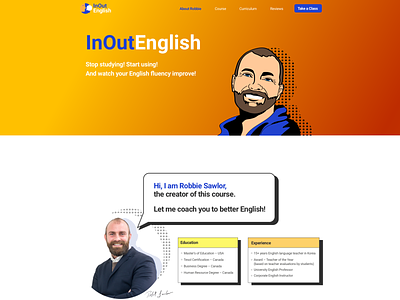InOutEnglish Landing Page adobe illustrator design english gui icon illustration illustrator landing page popart ui web