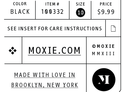 Moxie label typography