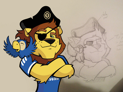 Chelsea FC Mascot illustration flat football illustration illustrator lion mascot parrot pirate sketch soccer vector