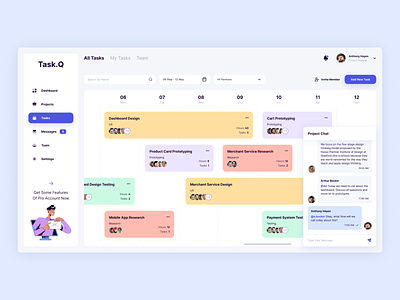 Task Manager Timeline Design calendar chart clean clean design design desktop app interface line chart management project management project management tool scheldure task task app task manager tasls ui ux web design