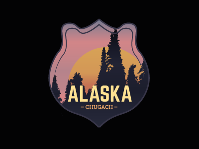 Alaska Badge Design alaska badge badge design gradients logo design outdoor pine trees trees vector