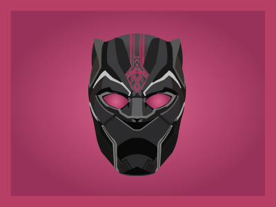 Black Panther mask (In Dribbble Pink) black panther comics fan art film art flat art flat design illustration marvel superhero vector vector art vector illustration