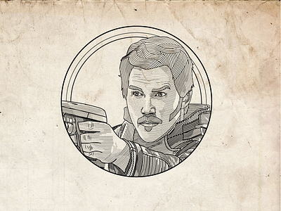 Starlord Badge Design artwork badge design fan art graphic design guardians of the galaxy illustration infinity war line art line illustration marvel starlord vector artwork