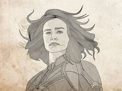 Captain Marvel Line Illustration