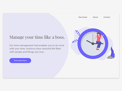 Daily UI Challenge 003 - Landing Page call to action clean dailyui illustration landing page minimal minimalism time management ui