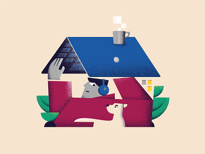 Work from home concept illlustration conceptual curiouskurian editorial illustration illustrator minimal