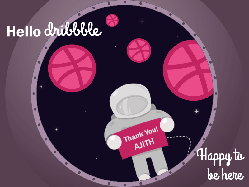 Thank You Dribbble! 2d debut gif invite shot space thanks thankyou