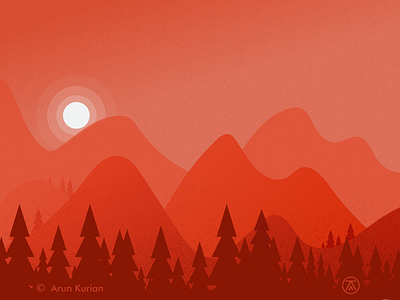 The Sunrise mountains positive red sketchimo sunlight sunrise woods