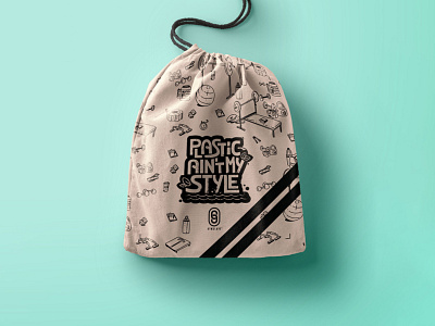 Drawstring bag design for Gymslave branding curiouskurian ecofriendly graphicdesign gymslave lettering