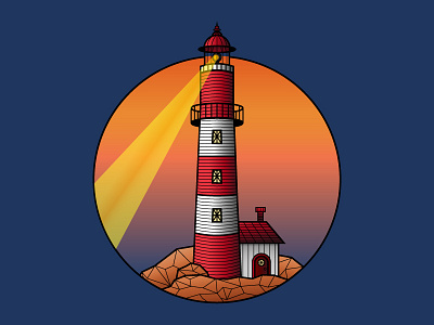 Lighthouse at Sunset gradient illustration illustrator lighthouse sunset