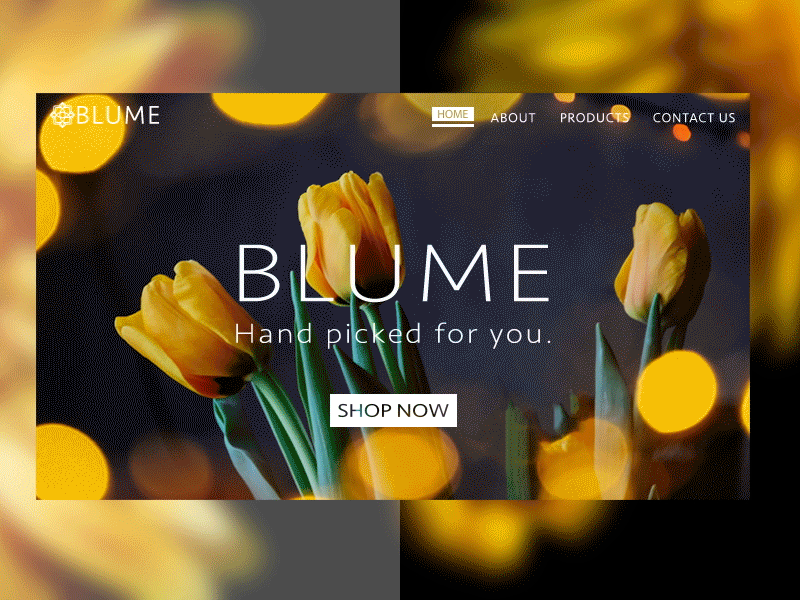 Blume Web Page after design effects photoshop website