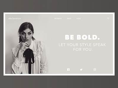 Declaration Landing Page design fashion homepage minimal photoshop simple ui website