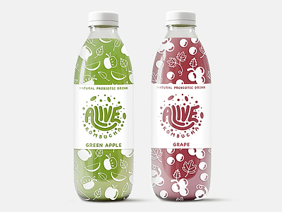 Alive Kombucha branding design drink illustration illustrator logo mockup photoshop typography vector