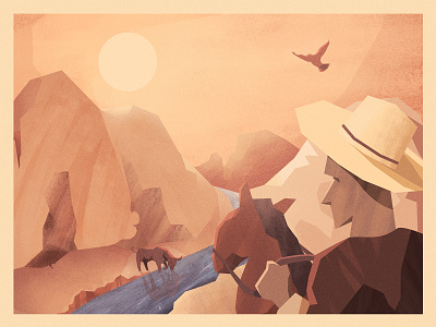 Wild West Sunset Illustration
