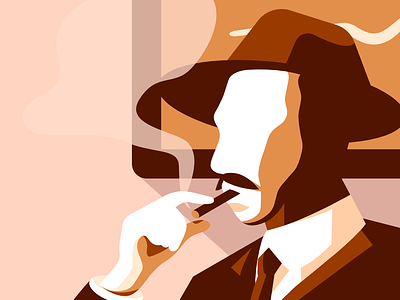 Cigarette Man affinitydesigner art cigarette design foggy illustration light moustache oldschool shapes vector