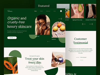 Greenery - Organic Skincare branding cosmetic design fruit green header hero home landingpage logo luxury natural organic skin skincare testimonial typography ui web website