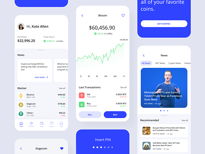 Crypto Investment App app bank bitcoin btc coin crypto design eth ethereum finance fintech illustration interface investment mobile nft tech trade ui wallet