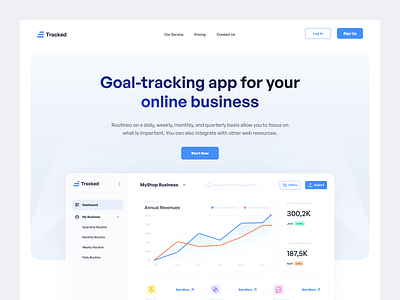 Tracked ⌁ Business Goal Tracking SaaS Landing Page