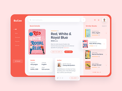 Bucoo - Books Store App app book book cover books buy dashboard dashboard design dashboard ui design flat grid layout read reading ui ui design user interface