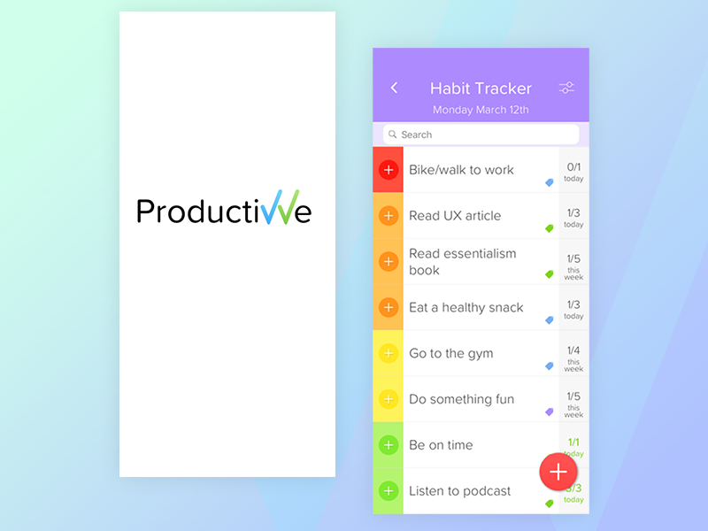 Productivve Habit Tracker/Calendar App Personal Project by Shea