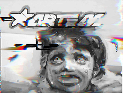 Boy black white characterdesign digitalart future punk glitch horror art illustration logo monochrome