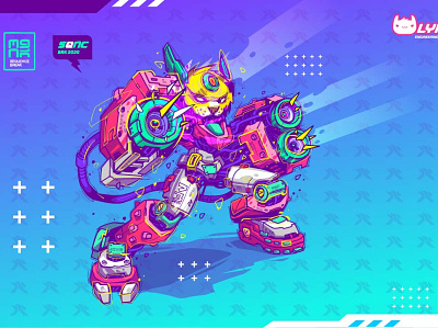 Mega Lynx cartoon character characterdesign design futurepunk futuristic graphics illustration japan robot robots vector vector art vector illustration