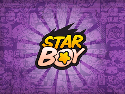 Star Boy logotype boy bubble funny hair pattern shine star teenage vector violet yellow
