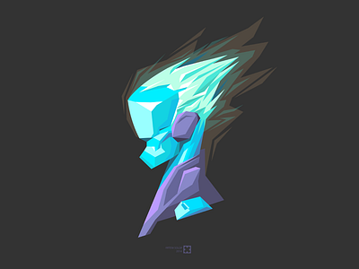 Firehead blue clean cool dynamics fire head ice illustrator minimalist robot spike vector