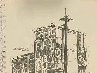 Building On Binhai Ave architecture drawing geometry sketch sketchbook structure urban