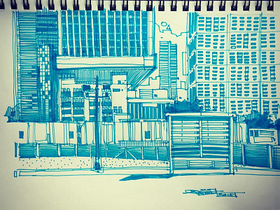 Urban Sketch architecture asia building construction drawing environment sketch