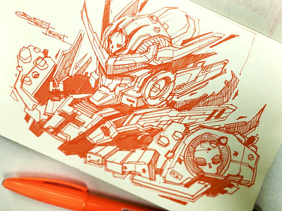 Gundam Whatever:)) character drawing orange robots sketch sketchbook