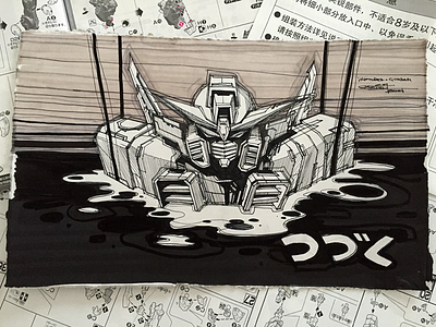 Gundam characters drawing freehand gundam japan markers paper robots sketch