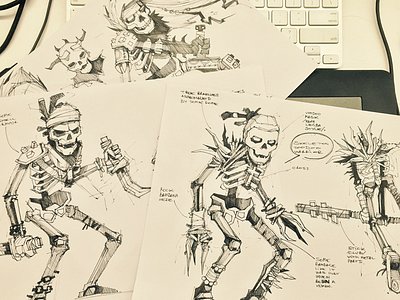 Skeleton Warriors character concentrate design drawing freehand games sketch video game