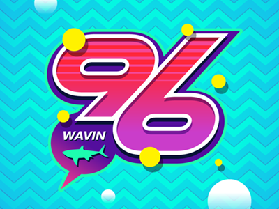 Wavin' 96 design flat graphics lettering logo patterns retro typography vector