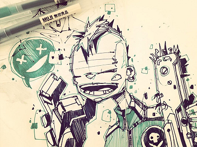 Street Punk Kid character comics drawing freehand illustration kid moleskine punk sketch street