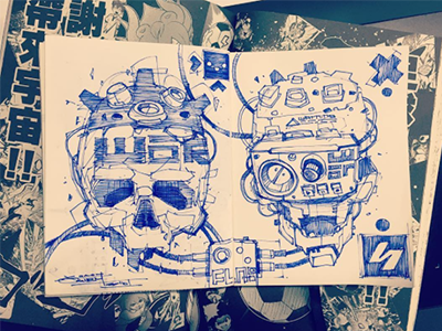 Skulls doodle drawing graphics robots rock sketch sketchbook skulls