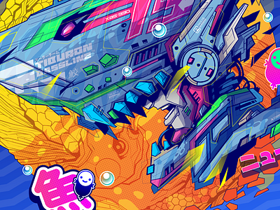 Tiburon Bassline asia character china design drawing fish japan mecha robot vector vibrant