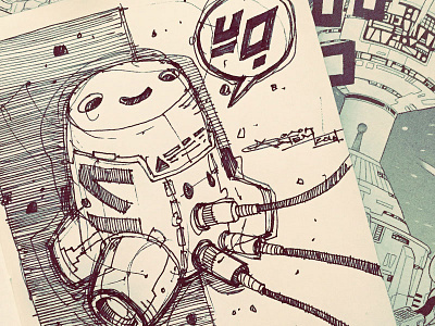Kawaii Robot cartoon character cute drawing funny happy robot sketch sketchbook