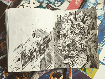 Beast U comics drawing freehand future mutant punk robot rock scifi sketch sketchbook skull
