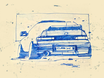 Honda CR-X car drawing freehand japan retro sketch sketchbook speed sport transportation vehicle vintage