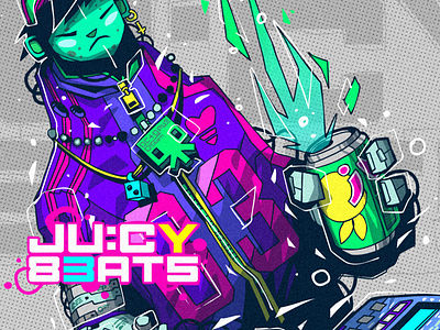 Juicy Beats beats cartoon characterdesign comics hiphop illustration japan manga music techno typography vector