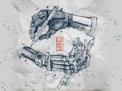 Robocop VS Terminator characters drawing robots sketch sketchbook