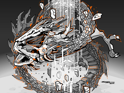 Dragon character design design drawing fantasy illustrate illustration monochrome vector