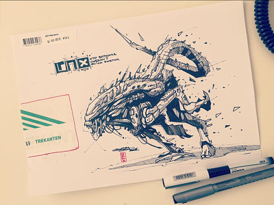 Alien characters drawing freehand illustration sketch sketches