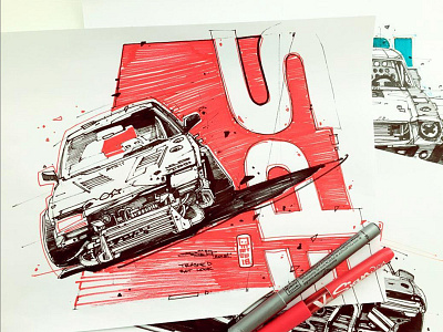 Street Racer. Exposed style. 90s automotive cars drawing illustration japan retro sketch street traditional