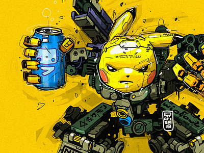 Pikachu characters cute animals cute art cyber digitalart drawing mecha robots