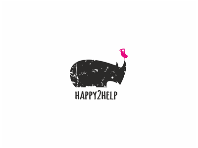 Happy2Help bird black illustration logo nido pink rhino symbiotic thisisnido
