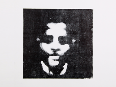 Monoprint black face illustration mono monoprint negative print white